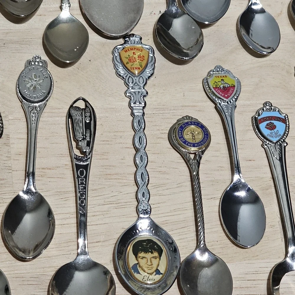 HUGE Lot of 62 Vintage Souvenir Spoons, Includes Sterling Silver 925 And Pewter